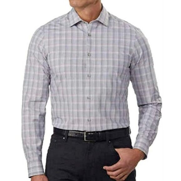 NWOT Calvin Klein Men’s L Performance Dress Shirt, Blue Check - Picture 1 of 9